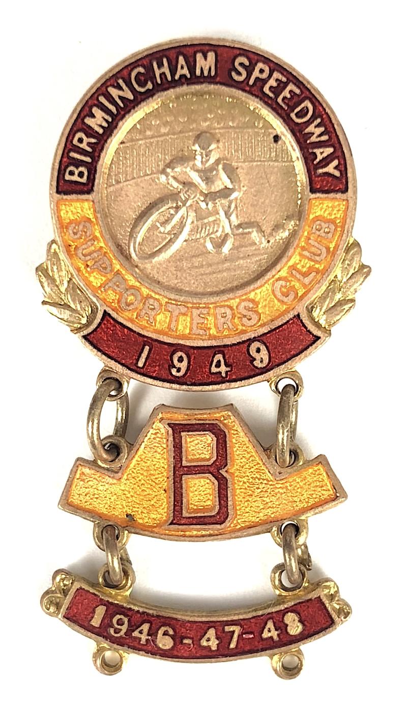 1949 Birmingham Speedway Supporters Club badge