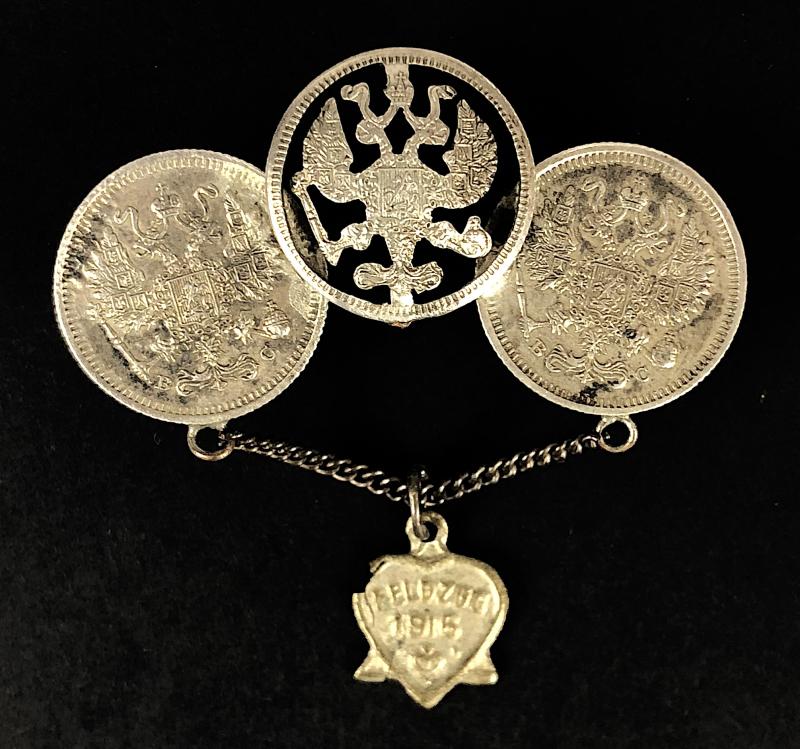 1916 Feldzug Camp Russian Coins trench art badge