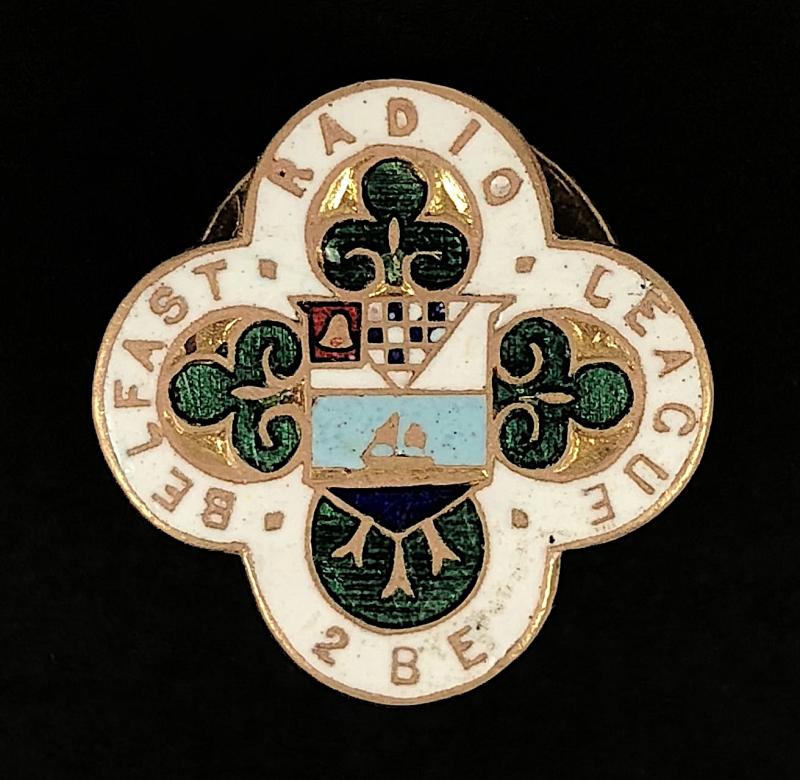 2 BE Belfast Radio League BBC transmitting station badge Northern Ireland