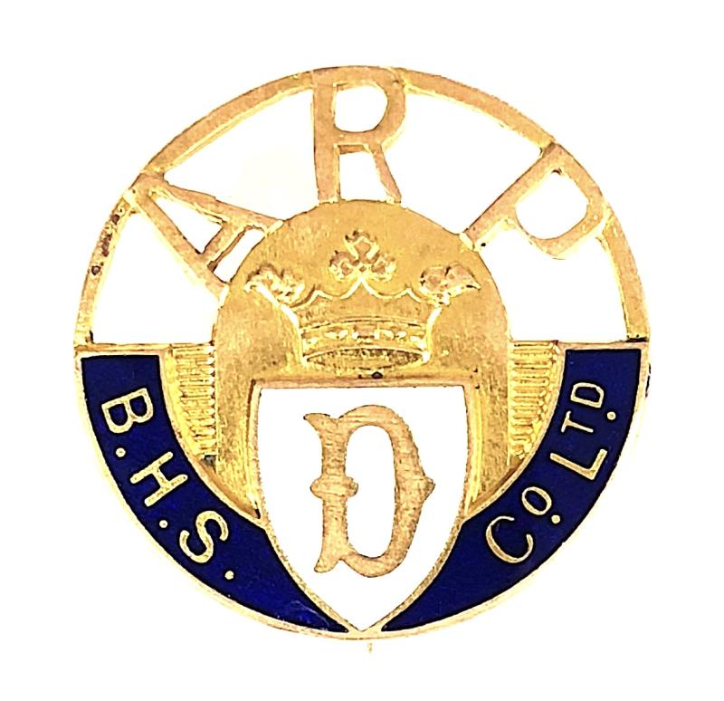 B.H.S. Co.Ltd ARP air raid precautions badge