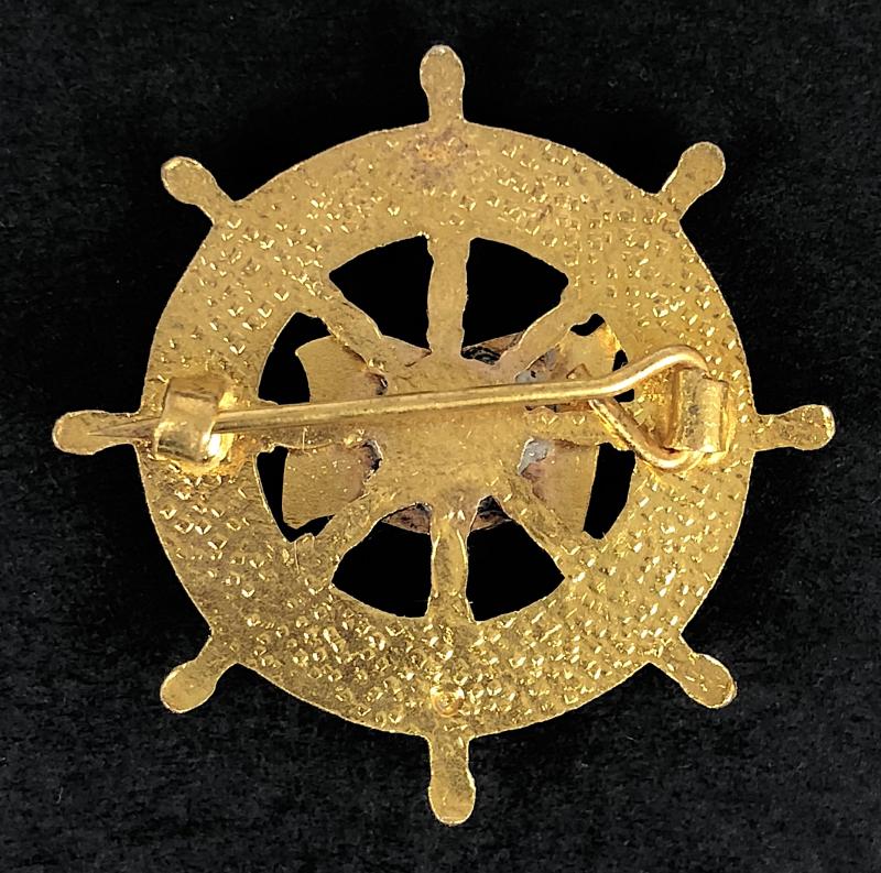 Queen Elizabeth 2 Cunard Line ships wheel badge with display card